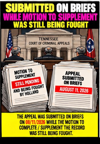 Submitted on briefs while the motion to supplement was still being fought. The appeal was submitted on briefs on 08/11/2026 while the motion to complete and supplement the record was still pending.